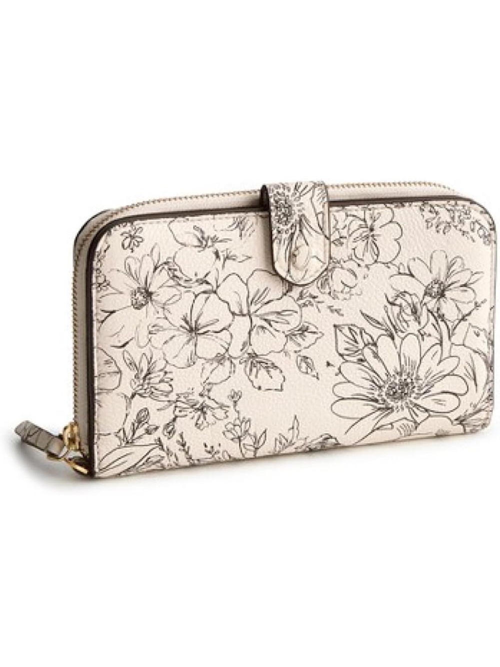 Vera Bradley Large Tab Wallet in Leather Bloom Cottage Cream
